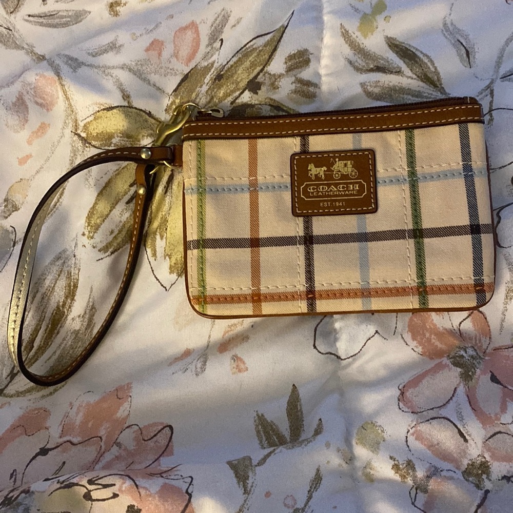 Plaid Coach wristlet